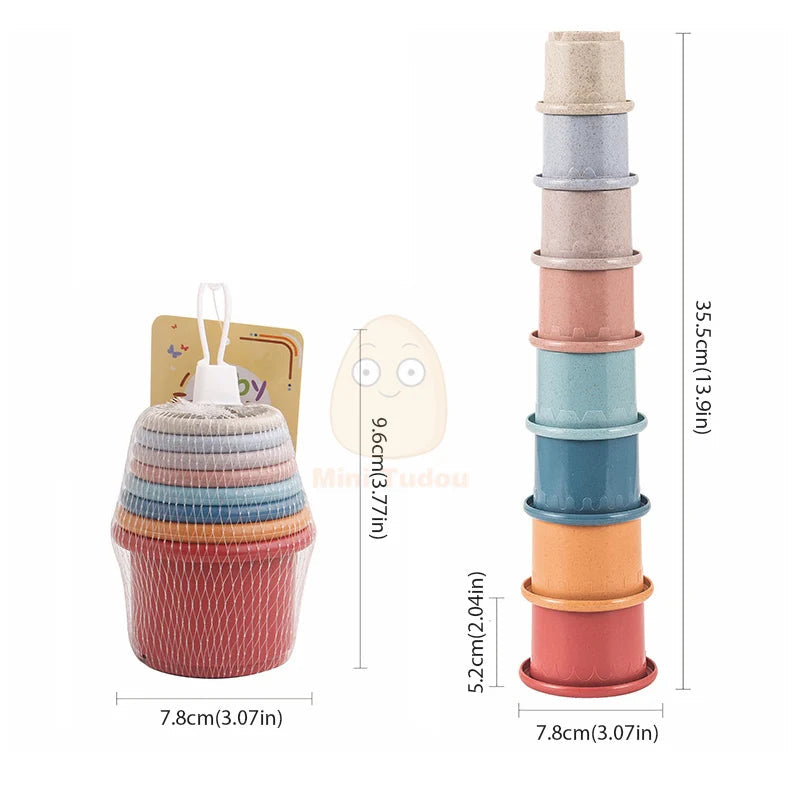 Baby Toys Stacking Cup Cartoon Early Educational Learning Color Number Nesting Sorting Bath Shower Play Water Sand Game For Kids King of Toys