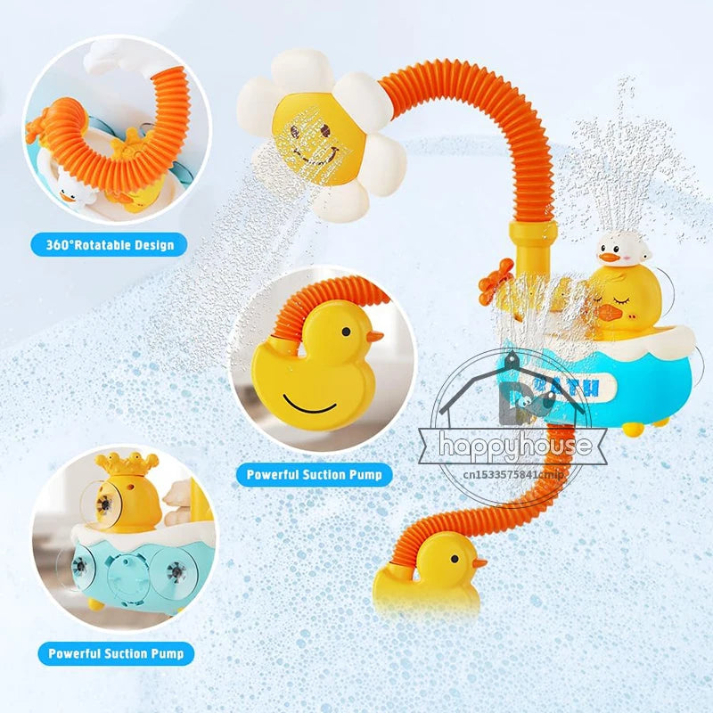 Jouet de Bain Bébé 4-en-1 avec Douche Tournesol & Arroseurs – Ensemble Ludique pour la Baignoire des Tout-Petits