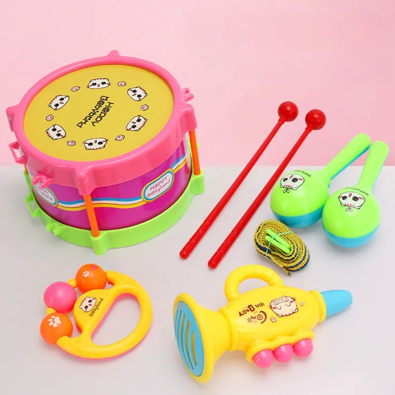 Kit de 5 Instruments de Percussion pour Enfants | Tambour, Trompette, Jouet Éducatif Apprentissage Précoce pour Enfants