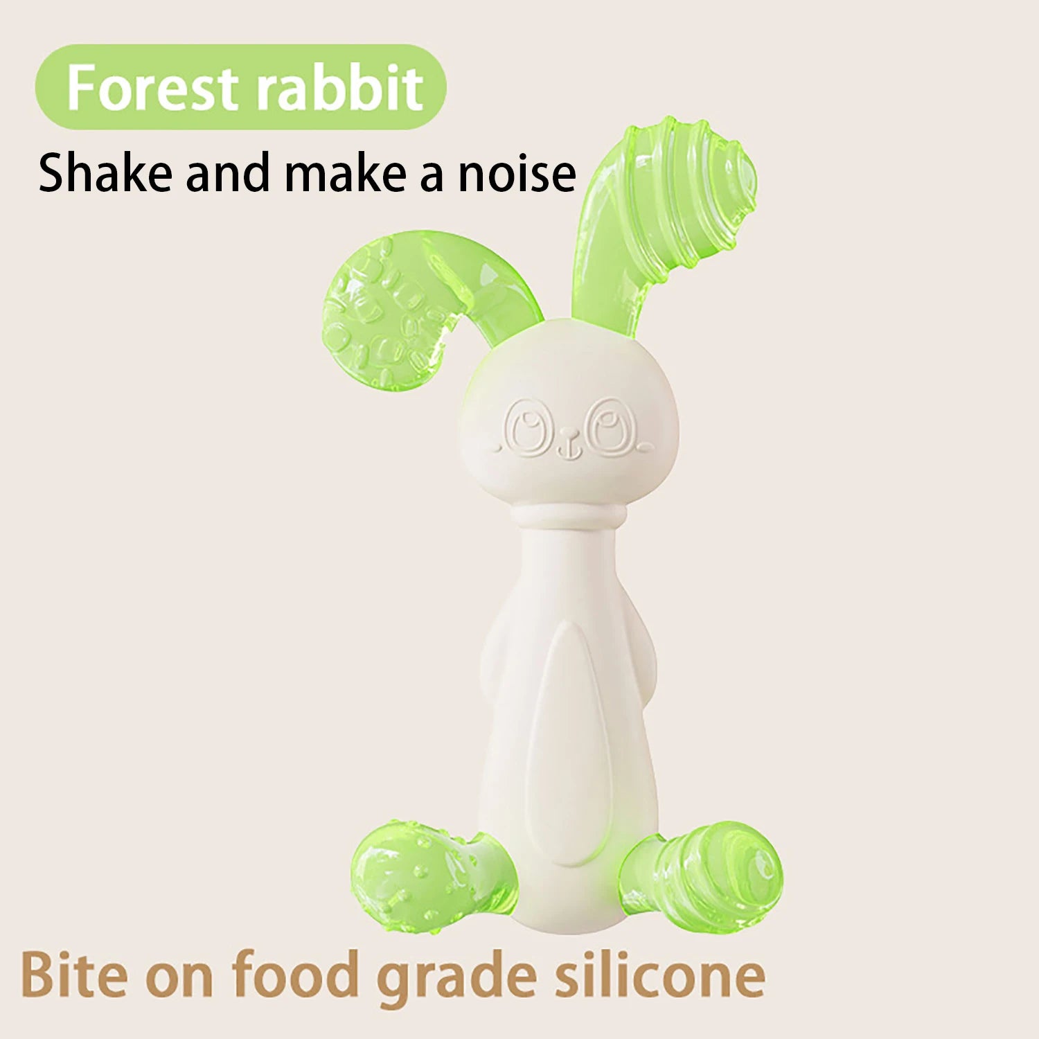 Anneau de Dentition Lapin Silicone – Jouet Bébé Anti-Main à Mâcher (0 à 12 Mois)
