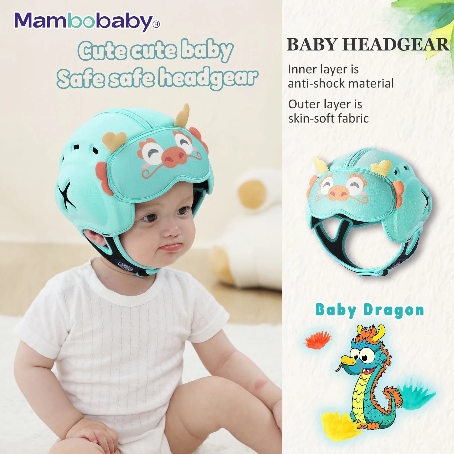 Casque de Sécurité Anti-Choc Mambobaby pour Bébé 6-30 Mois - Protection Tête Enfant Apprentissage Ramper et Marcher