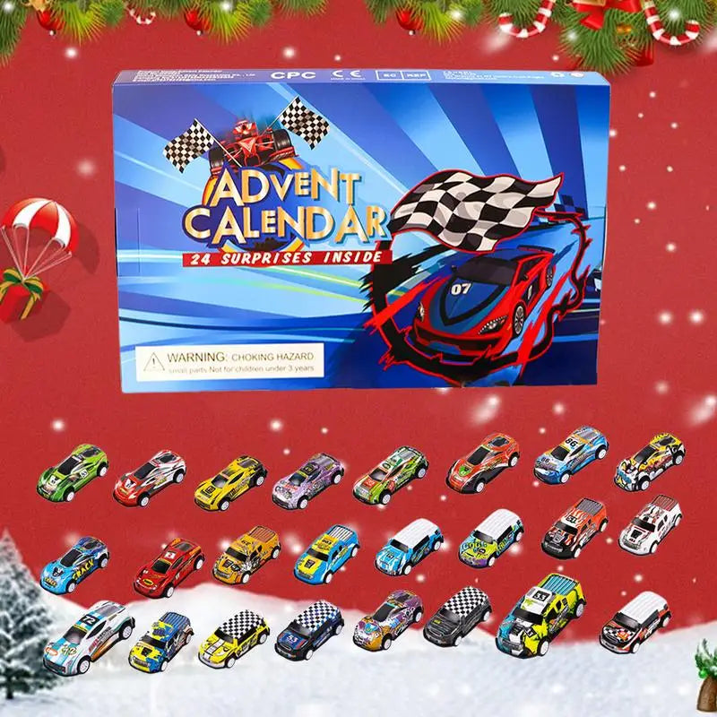 Calendrier de l'Avent Noël 24 Jours pour Enfants | Voiture Digitale de Course, Cadeau de Noël, Compte à Rebours Fun pour Petits King of Toys