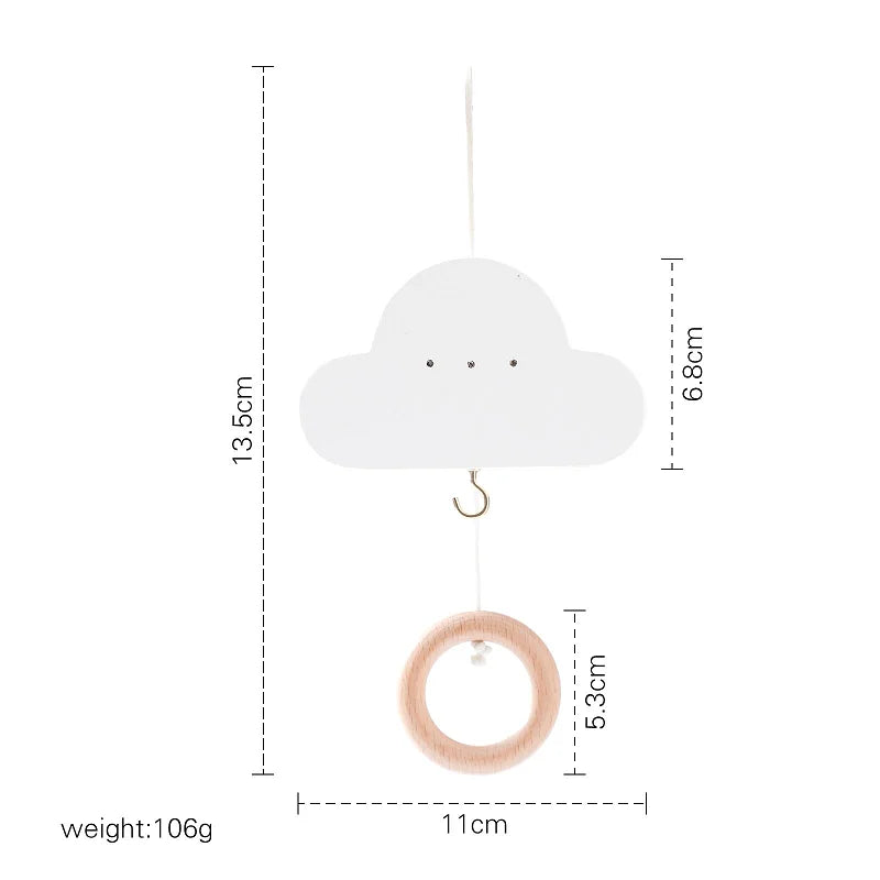 Support Mobile en Bois Nuage pour Bébé – Support de Berceau avec Hochets Suspendus 0-12 Mois