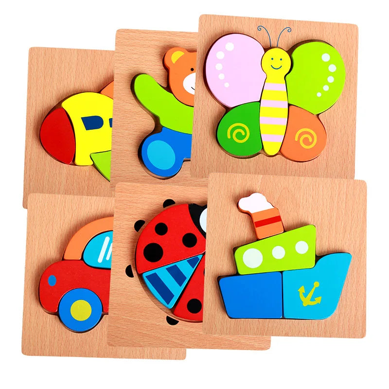 Puzzle en bois pour enfants avec animaux et véhicules - Jouet éducatif coloré pour garçons et filles, cadeau parfait. King of Toys