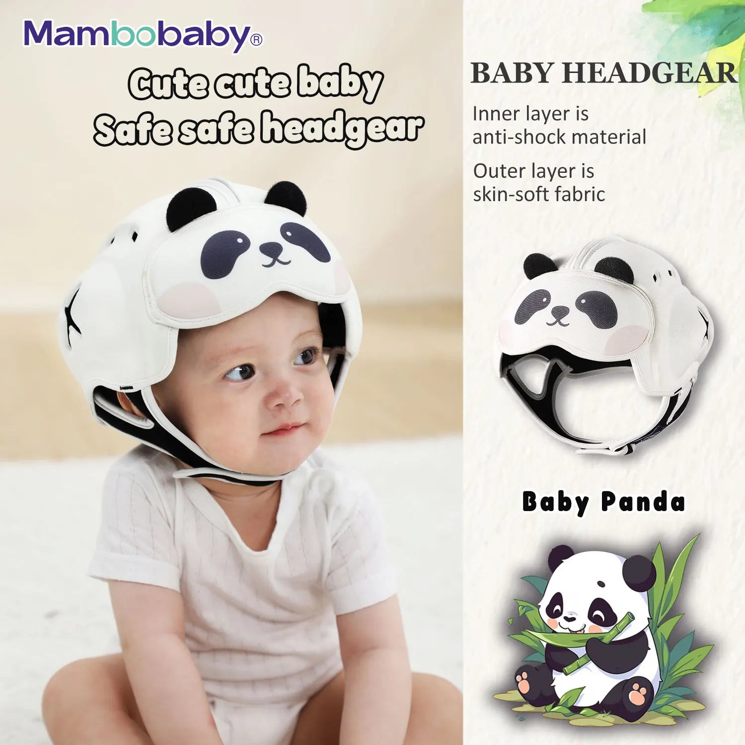 Casque de Sécurité Anti-Choc Mambobaby pour Bébé 6-30 Mois - Protection Tête Enfant Apprentissage Ramper et Marcher