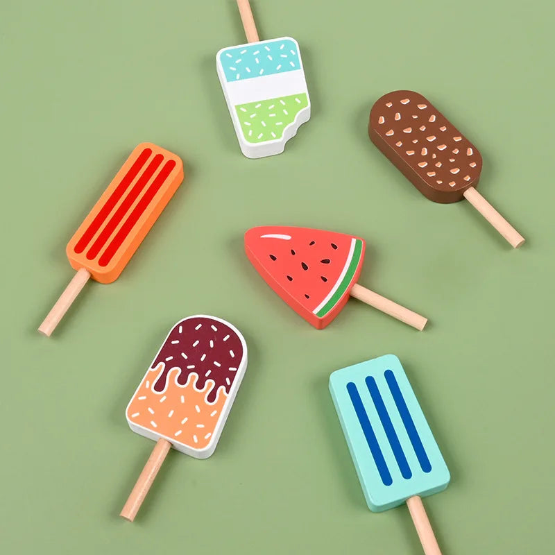 Jouets en Bois Glaces Montessori - Jeu d’Imitation Alimentaire pour Enfants de 3 à 5 Ans, Accessoires de Cuisine King of Toys