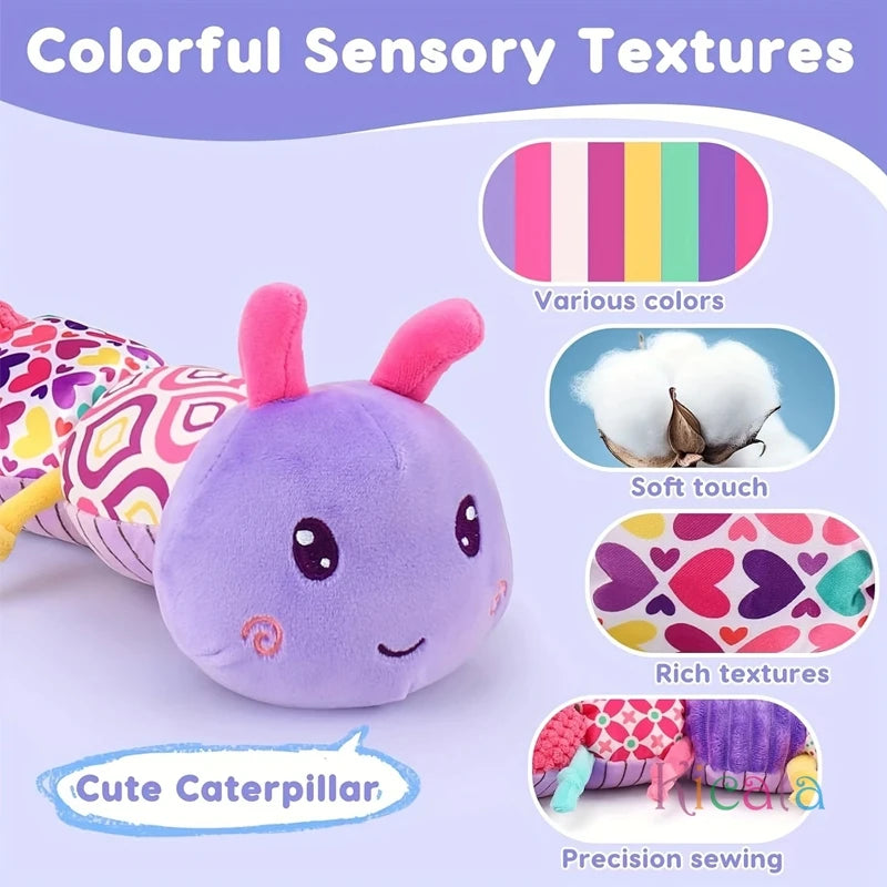 Chenille Musicale pour Bébé – Jouet Sensoriel en Peluche avec Sons et Textures Multisensorielles
