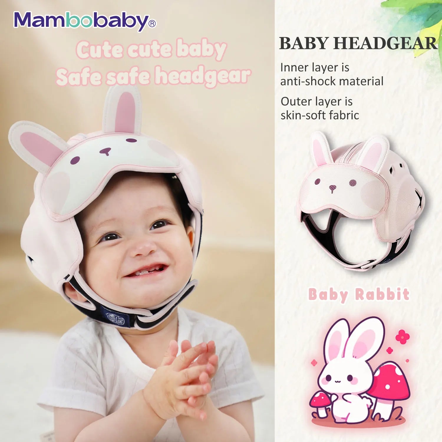 Casque de Sécurité Anti-Choc Mambobaby pour Bébé 6-30 Mois - Protection Tête Enfant Apprentissage Ramper et Marcher