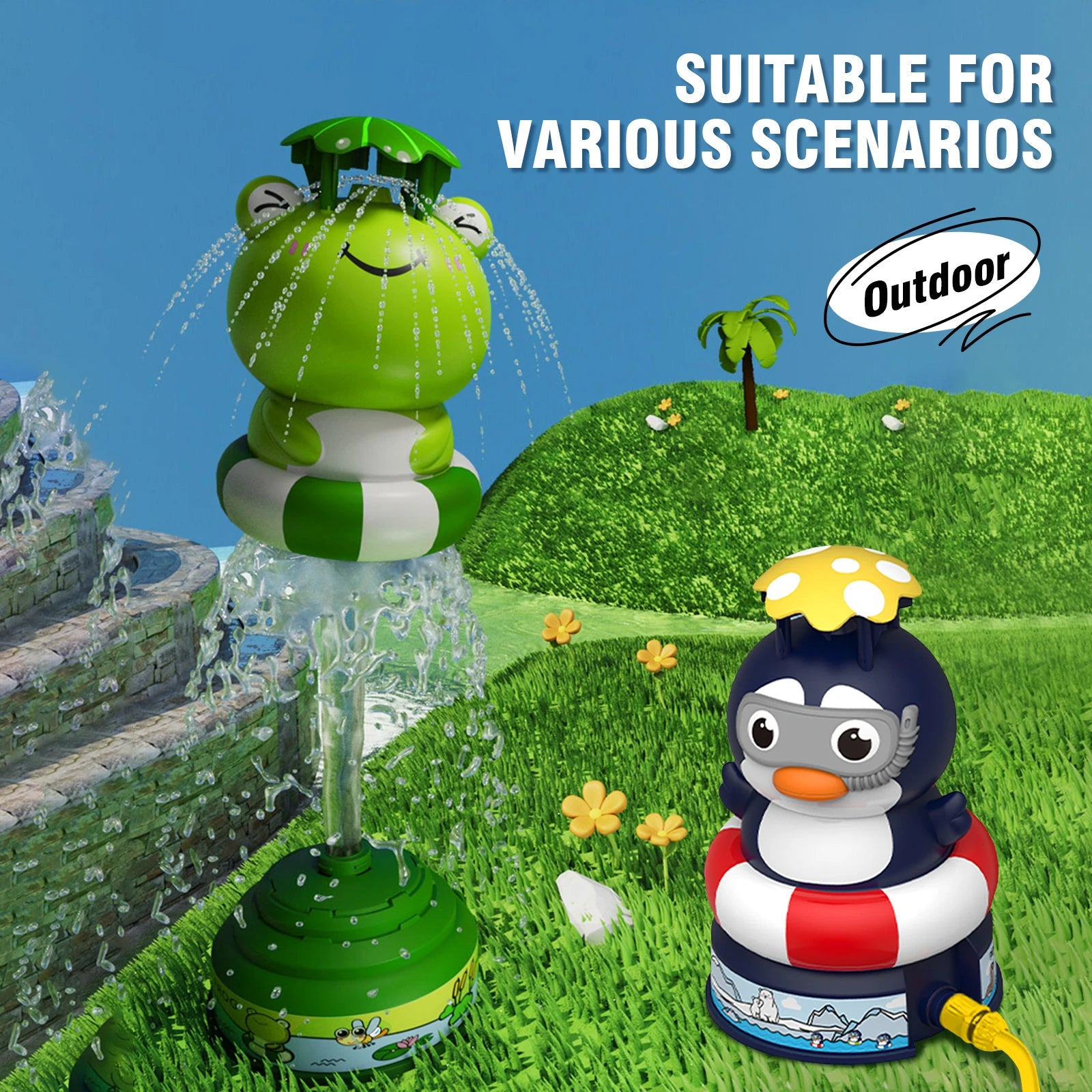 Arroseur Grenouille Rotatif | Jouet d’Arrosage Extérieur pour Enfants
