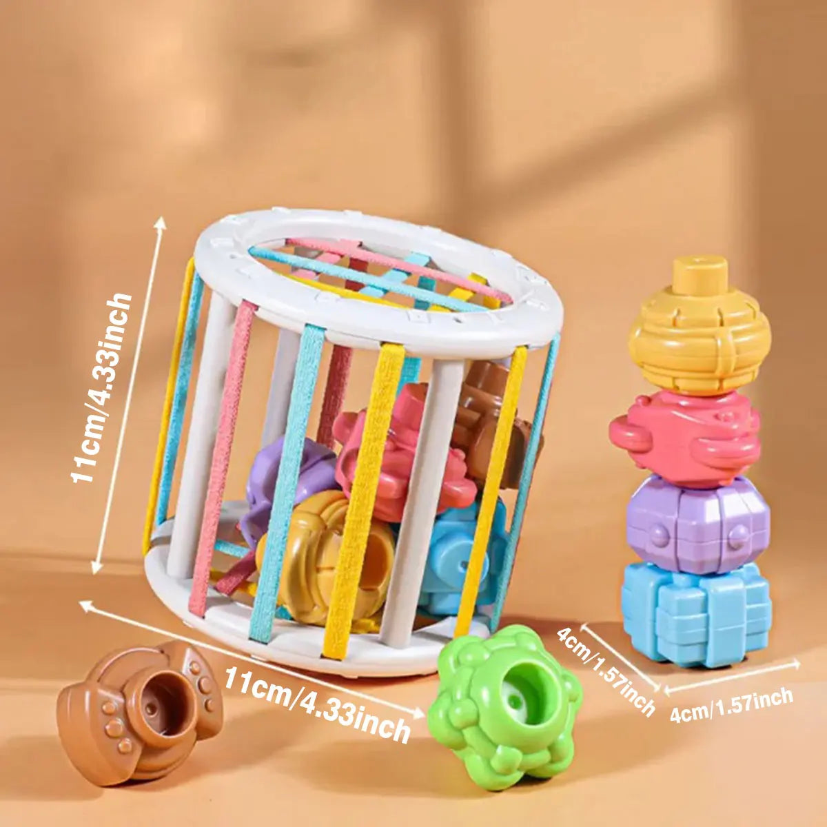 Trieur de blocs sensoriels - Six blocs de forme massive Jouet éducatif Montessori pour les enfants de 12 mois et plus