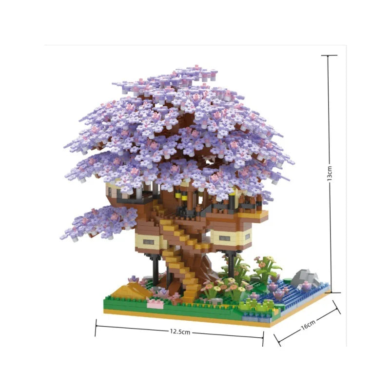 Maison d'Arbre en Fleurs de Cerisier, Modèle Difficile pour Filles, Jouet d'Assemblage King of Toys