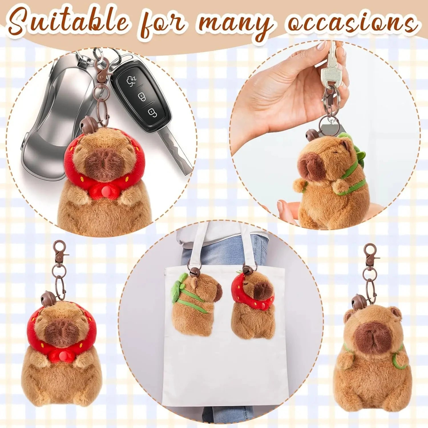 Peluche Capybara avec Pendentif | Ornements de Sac Porte-Clés Mignons pour Sacs à Dos King of Toys