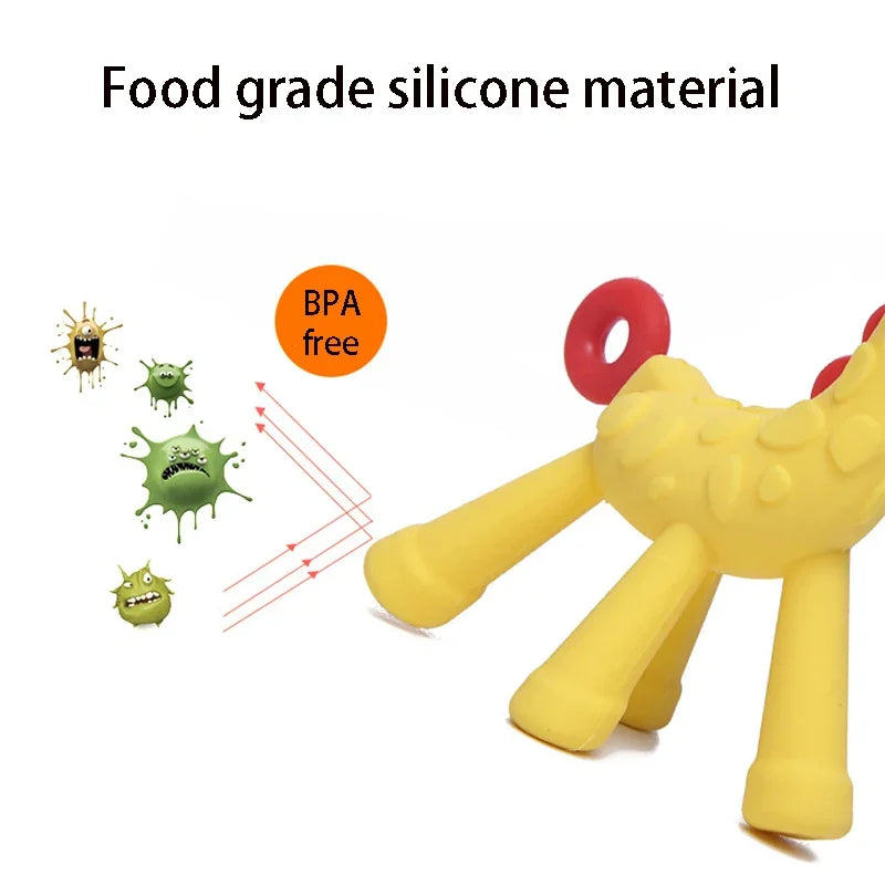 Anneau de Dentition Girafe en Silicone pour Bébé - Jouet Molaire Souple et Sûr pour Poussées Dentaires - Cadeau de Naissance sans BPA