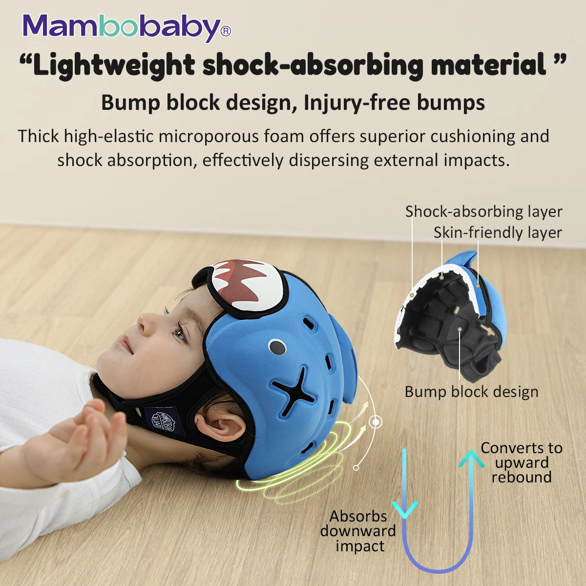 Casque de Sécurité Anti-Choc Mambobaby pour Bébé 6-30 Mois - Protection Tête Enfant Apprentissage Ramper et Marcher