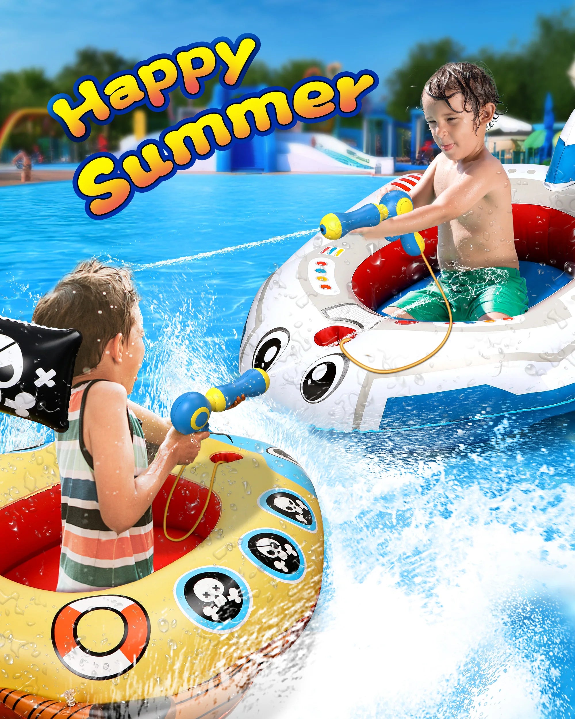 Flotteur de piscine pour enfants avec pistolet à eau - Jouets de piscine pour 4 5 6 7 8 9 ans Garçons Filles Fun d'été
