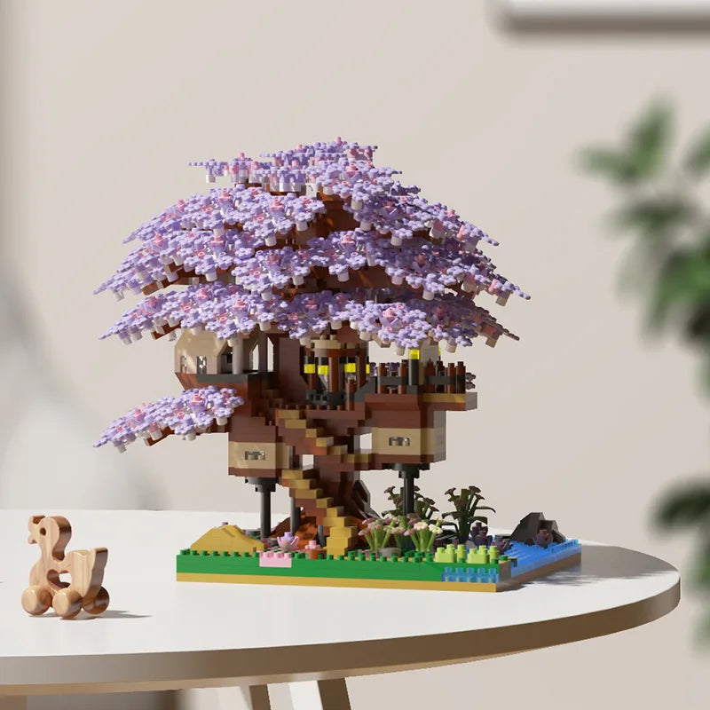 Maison d'Arbre en Fleurs de Cerisier, Modèle Difficile pour Filles, Jouet d'Assemblage King of Toys