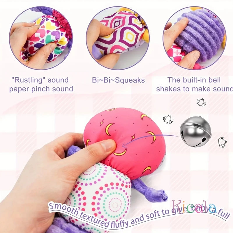 Chenille Musicale pour Bébé – Jouet Sensoriel en Peluche avec Sons et Textures Multisensorielles