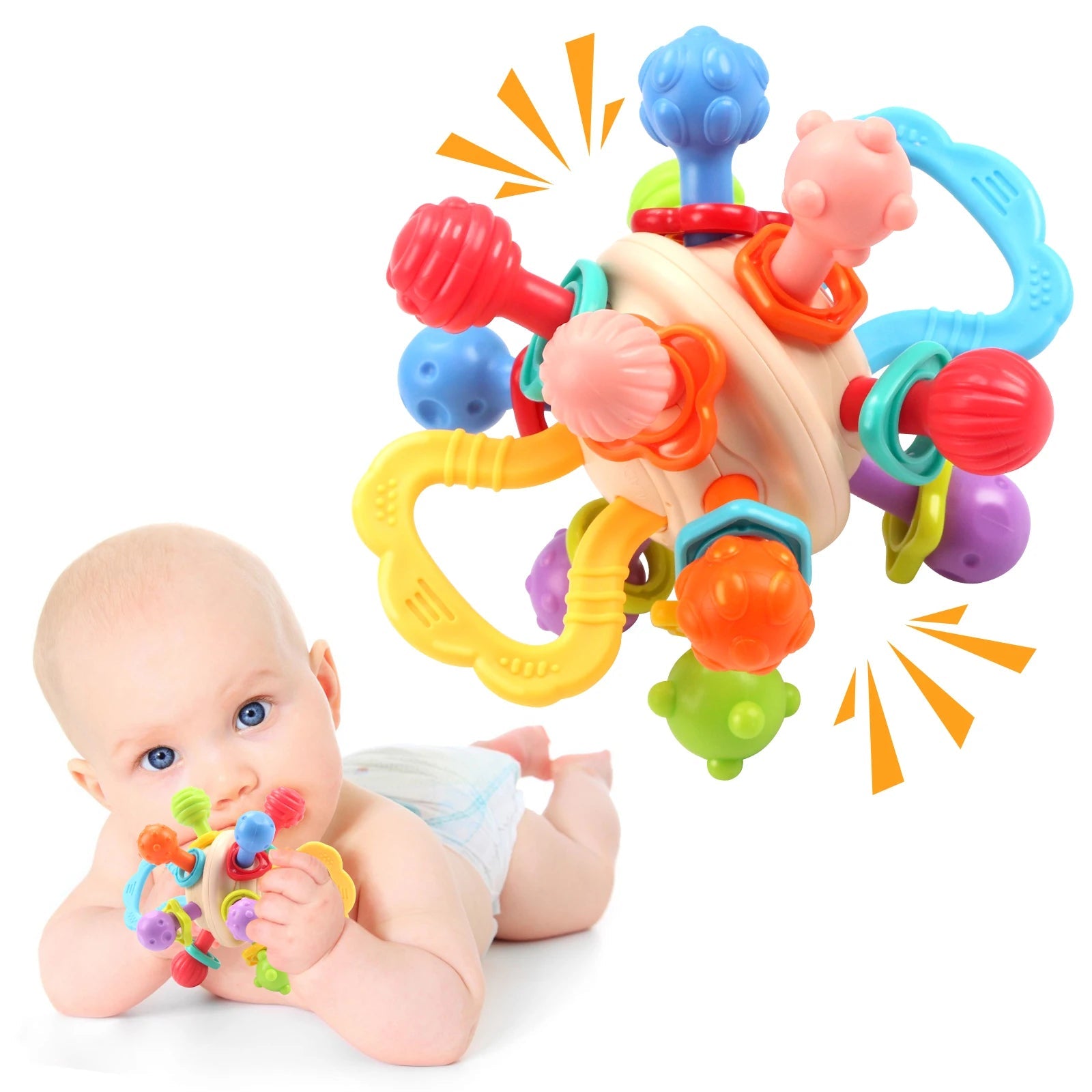 Hochet en silicone Manhattan - Jouet de dentition souple pour bébé 0-12 mois King of Toys