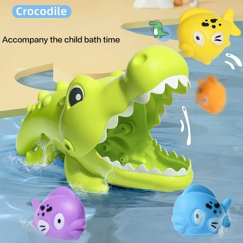 Grand Crocodile Jouet d'eau de bain pour les enfants Jeu de mangeur de petits poissons Jeu éducatif créatif pour la piscine Fun d'eau