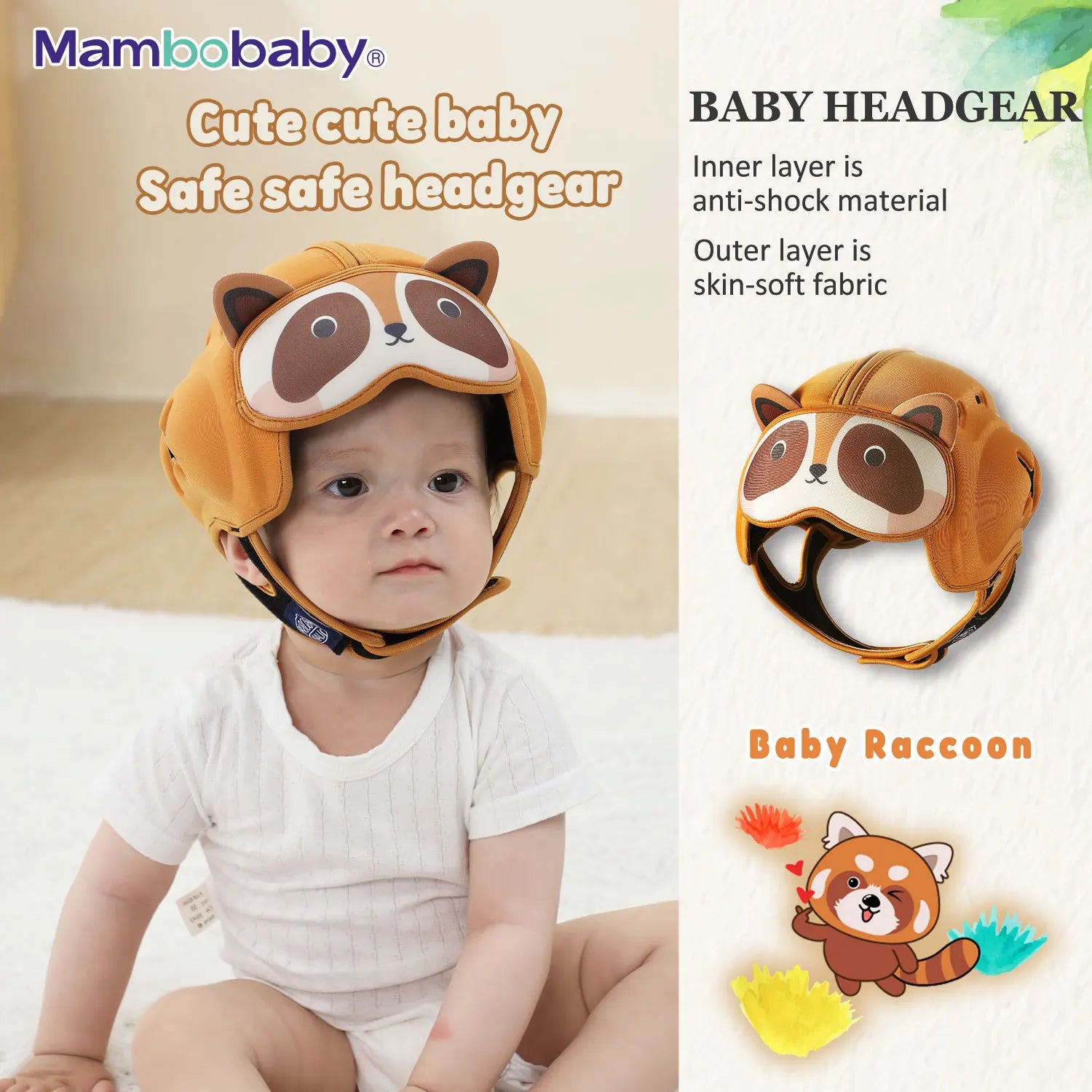 Casque de Sécurité Anti-Choc Mambobaby pour Bébé 6-30 Mois - Protection Tête Enfant Apprentissage Ramper et Marcher