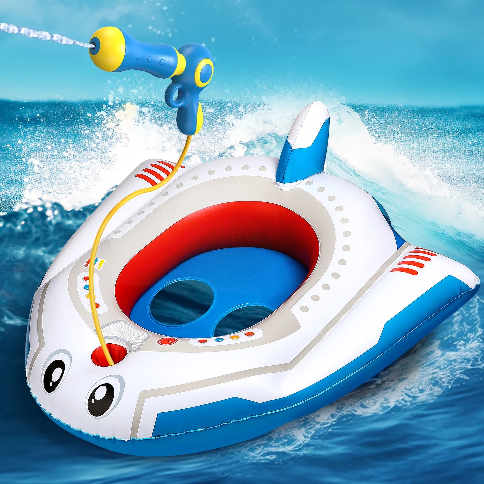 Flotteur de piscine pour enfants avec pistolet à eau - Jouets de piscine pour 4 5 6 7 8 9 ans Garçons Filles Fun d'été