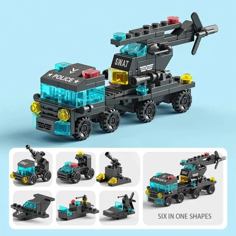 Puzzle de Blocs d'Assemblage Enfants - Camions de Pompiers, Voitures de Police, Avions, Cadeau pour Enfants King of Toys