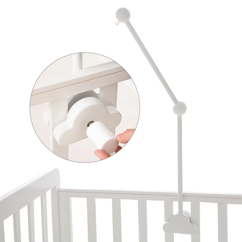 Support Mobile en Bois Nuage pour Bébé – Support de Berceau avec Hochets Suspendus 0-12 Mois