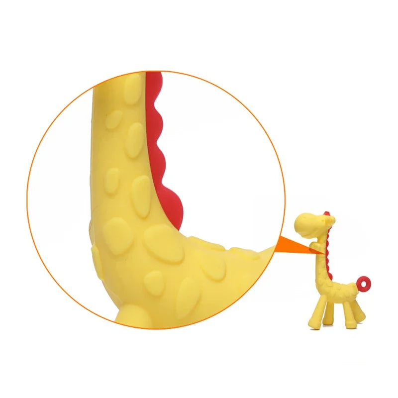 Anneau de Dentition Girafe en Silicone pour Bébé - Jouet Molaire Souple et Sûr pour Poussées Dentaires - Cadeau de Naissance sans BPA