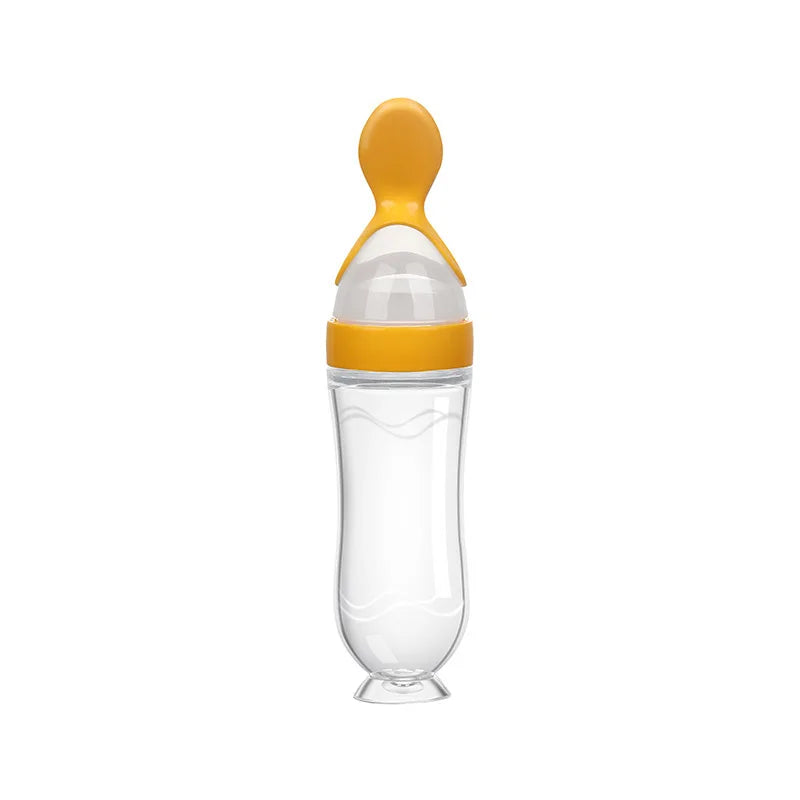 Biberon Cuillère Distributeur en Silicone 90ml pour Bébé - Outil d'Alimentation Sûr et Facile pour les Premières Purées