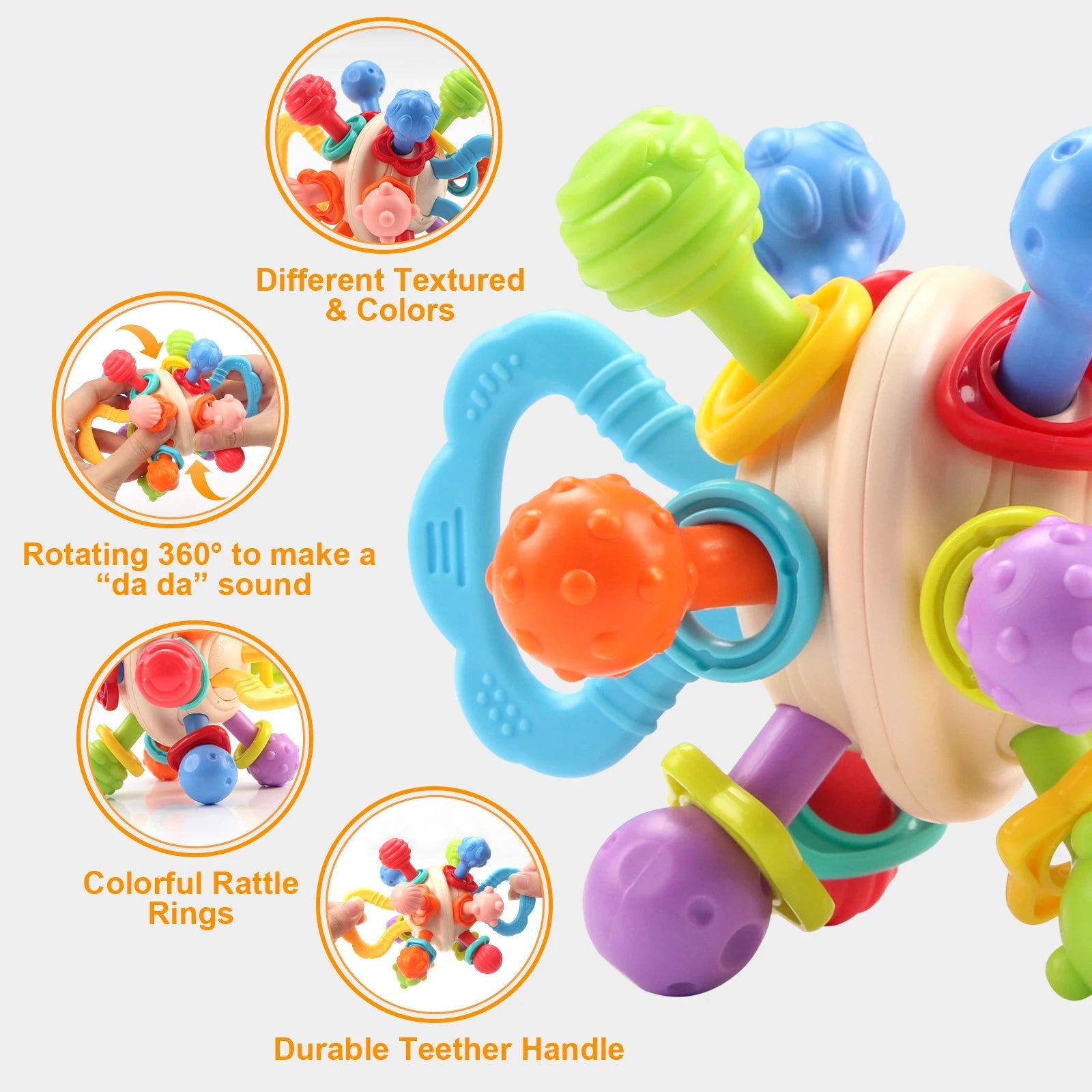 Hochet en silicone Manhattan - Jouet de dentition souple pour bébé 0-12 mois King of Toys