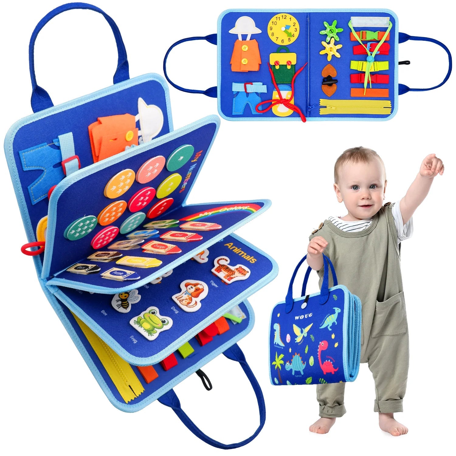 Tableau d'activités Montessori pour tout-petits - Jouet éducatif pour le développement des compétences motrices de base, jouet pour bébé en voyage King of Toys