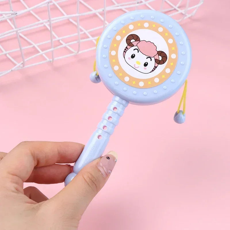 Hochet Tambour Rotatif en Plastique pour Bébé - Jouet Musical d'Éveil Précoce à Motifs d'Animaux pour Garçons et Filles