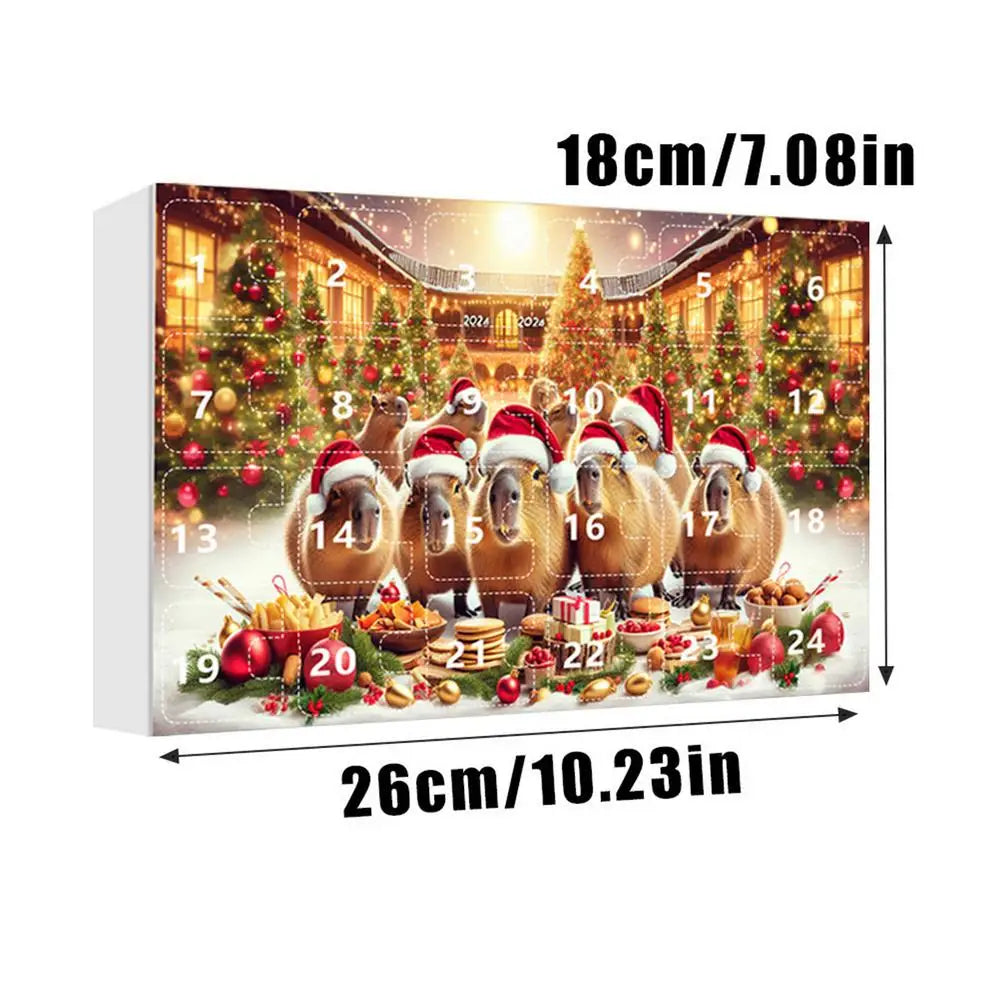 Calendrier de l'Avent Capybara 2024 | 24 Jours de Compte à Rebours avec Pendentifs en Acrylique Capybara 2D pour Sapin de Noël King of Toys