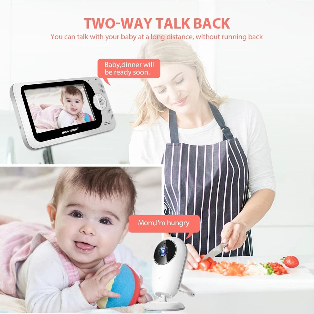 Moniteur vidéo sans fil pour bébé - Haute résolution 4.3 inch TFT-LCD Quick Video Response Two-Way Talk Back Monitor for Baby and Kids