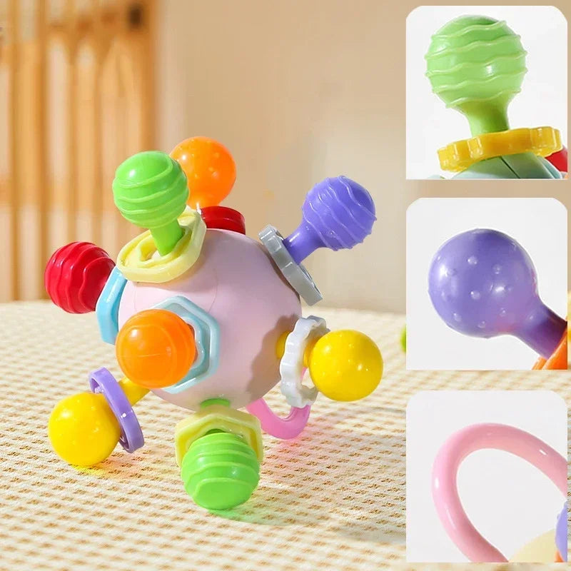 Jouets Montessori Bébé 0-12 Mois - Hochets Sensoriels et Anneaux de Dentition en Silicone, Jouets de Développement pour Tout-Petits