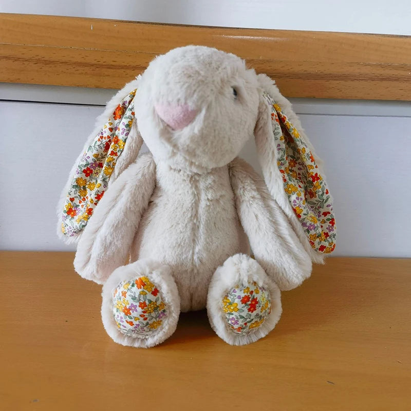 Jouet en peluche lapin super doux de 25 cm - Peluche de lapin avec longues oreilles fleuries, cadeau pour filles King of Toys