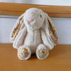 Jouet en peluche lapin super doux de 25 cm - Peluche de lapin avec longues oreilles fleuries, cadeau pour filles King of Toys