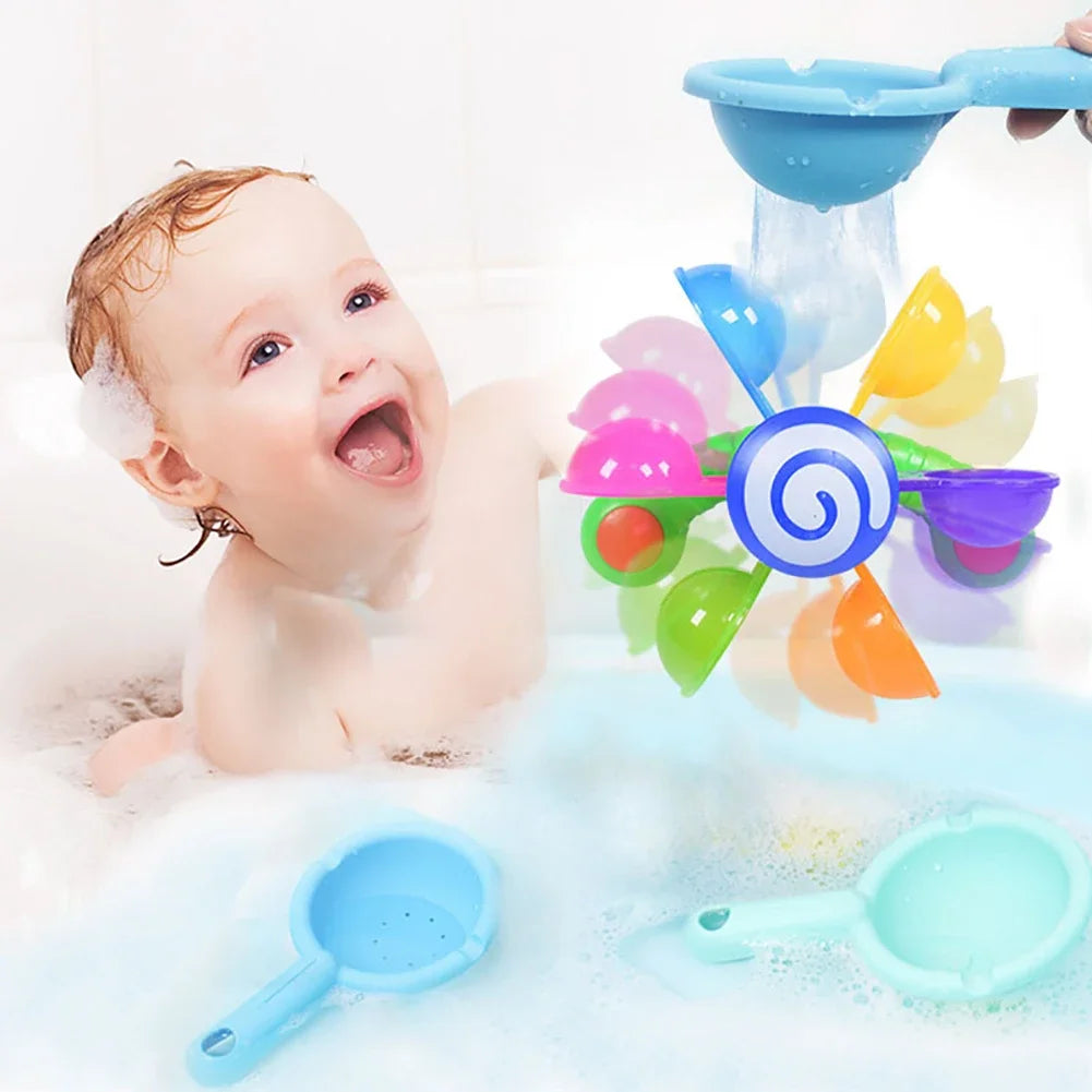 Jouet de Bain Roue à Eau Colorée – Set de Douche Rotatif à Ventouse pour Baignoire Bébé