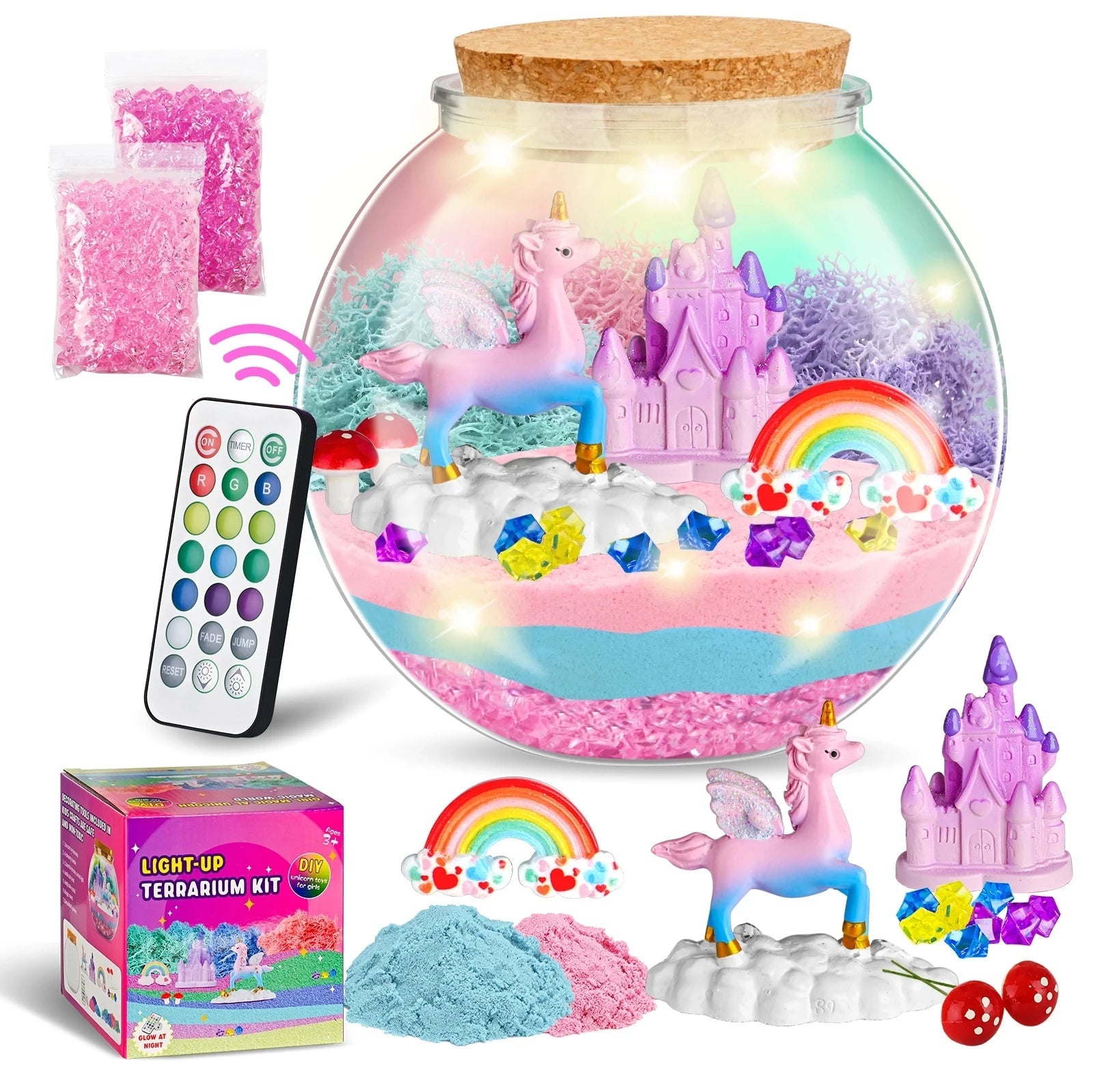 Cadeau licorne - Ensemble de conteneurs en verre licorne, art et bricolage pour filles King of Toys