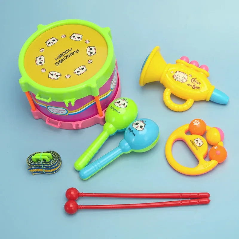 Ensemble de 5 Instruments de Musique pour Enfants | Jouet de Batterie et Trompette, Set de Percussions Éducatif pour Apprentissage Précoce, Cadeau pour Enfants