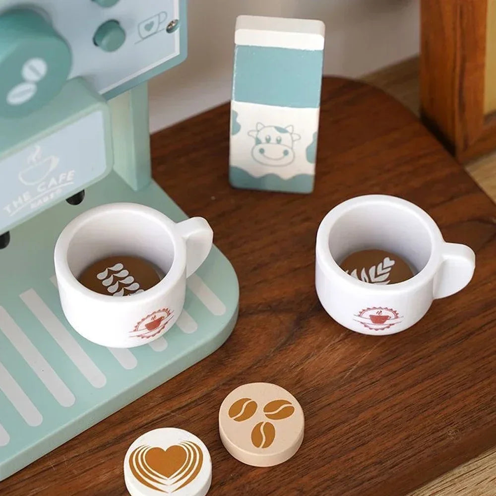 Ensemble de Jouets de Cuisine en Bois - Machine à Café et Fabricant de Biscuits Simulés, Jeu Éducatif pour Filles et Garçons King of Toys