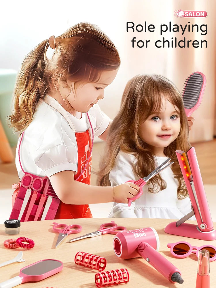 Jouet de simulation de coupe de cheveux pour enfants - Kit de coiffeur avec sèche-cheveux, jouet éducatif pour filles, idéal pour les jeux d'imitation. King of Toys