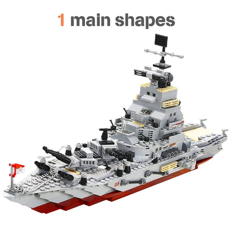 Modèle de Bateau de Guerre, Blocs de Construction Armée Navire, Jouet pour Enfants, Cadeau de Noël King of Toys