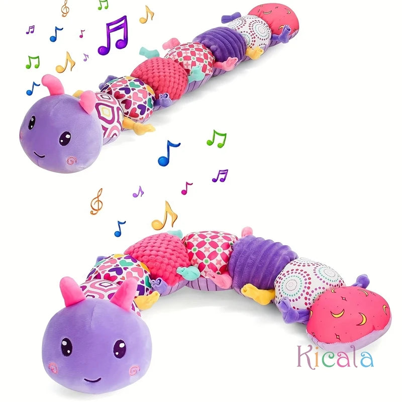 Chenille Musicale pour Bébé – Jouet Sensoriel en Peluche avec Sons et Textures Multisensorielles