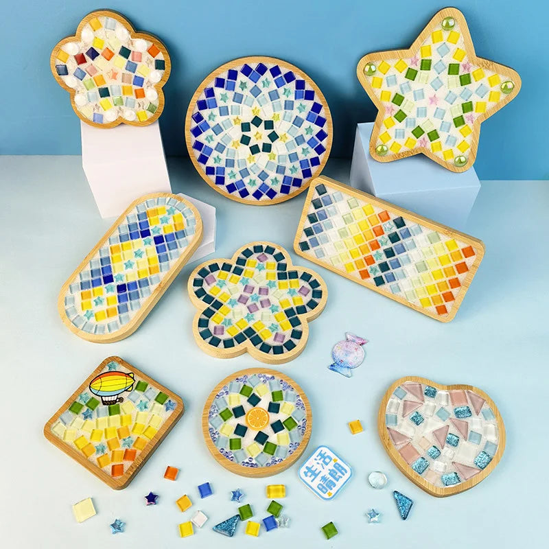 Sous-verres en bambou DIY - Kit de création pour enfants avec outils de mosaïque King of Toys