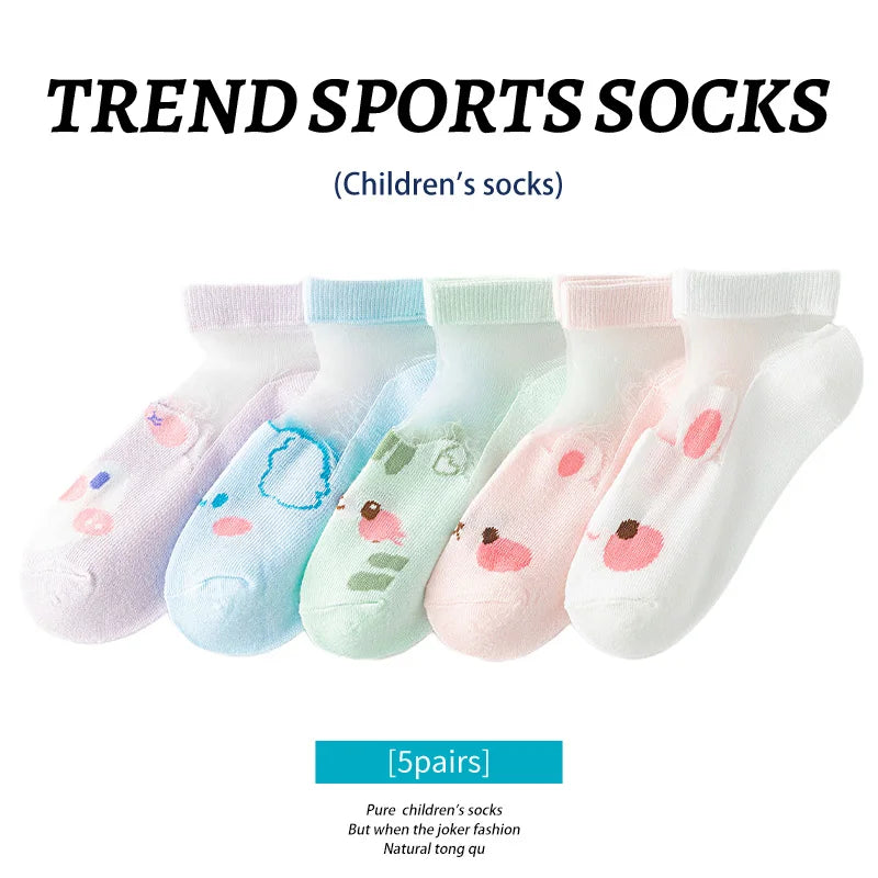 Kinder Sokken met Fruitprint | 5-Pack Ademend & Zomerproof