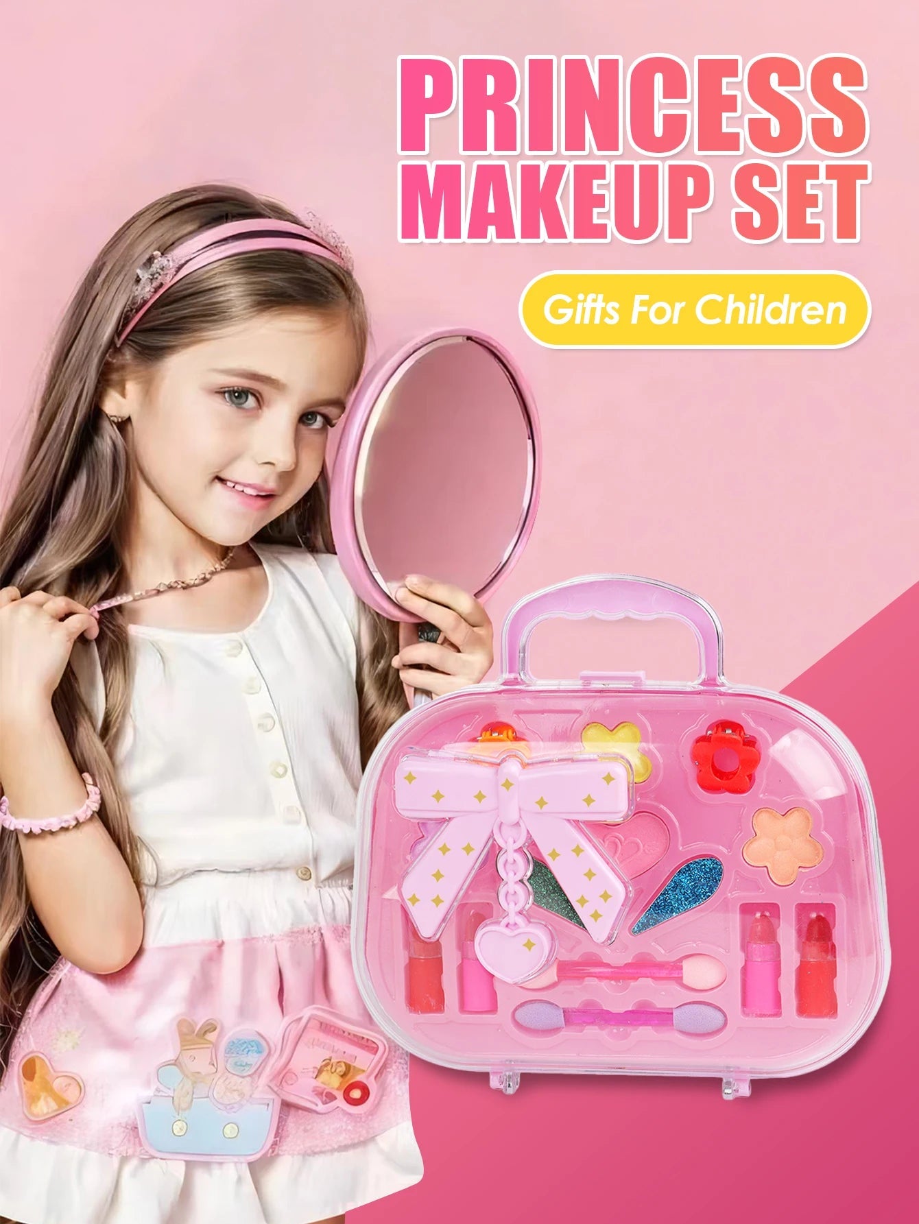 Petite Mallette Beauté pour Filles - Jouet Sac à Main Maquillage Lavable, Kit Beauté Princesse pour Jeu d'Imitation King of Toys