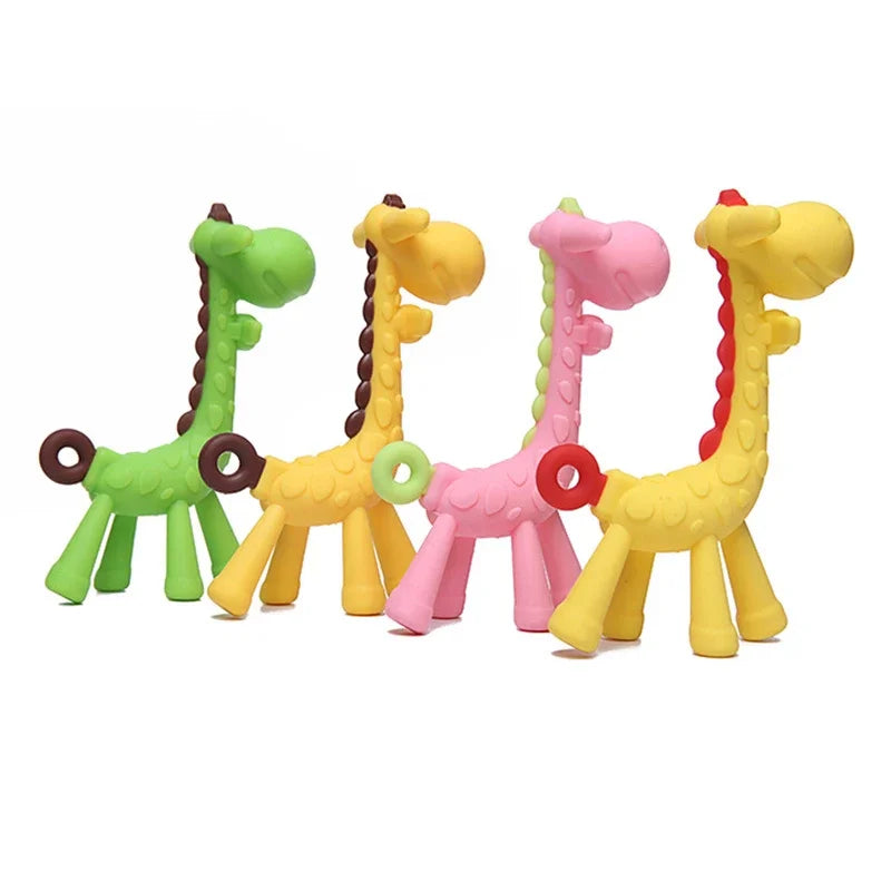 Anneau de Dentition Girafe en Silicone pour Bébé - Jouet Molaire Souple et Sûr pour Poussées Dentaires - Cadeau de Naissance sans BPA