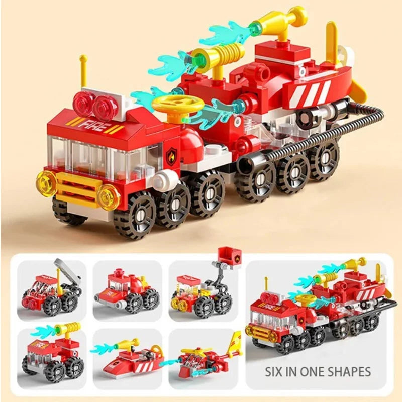 Puzzle de Blocs d'Assemblage Enfants - Camions de Pompiers, Voitures de Police, Avions, Cadeau pour Enfants King of Toys