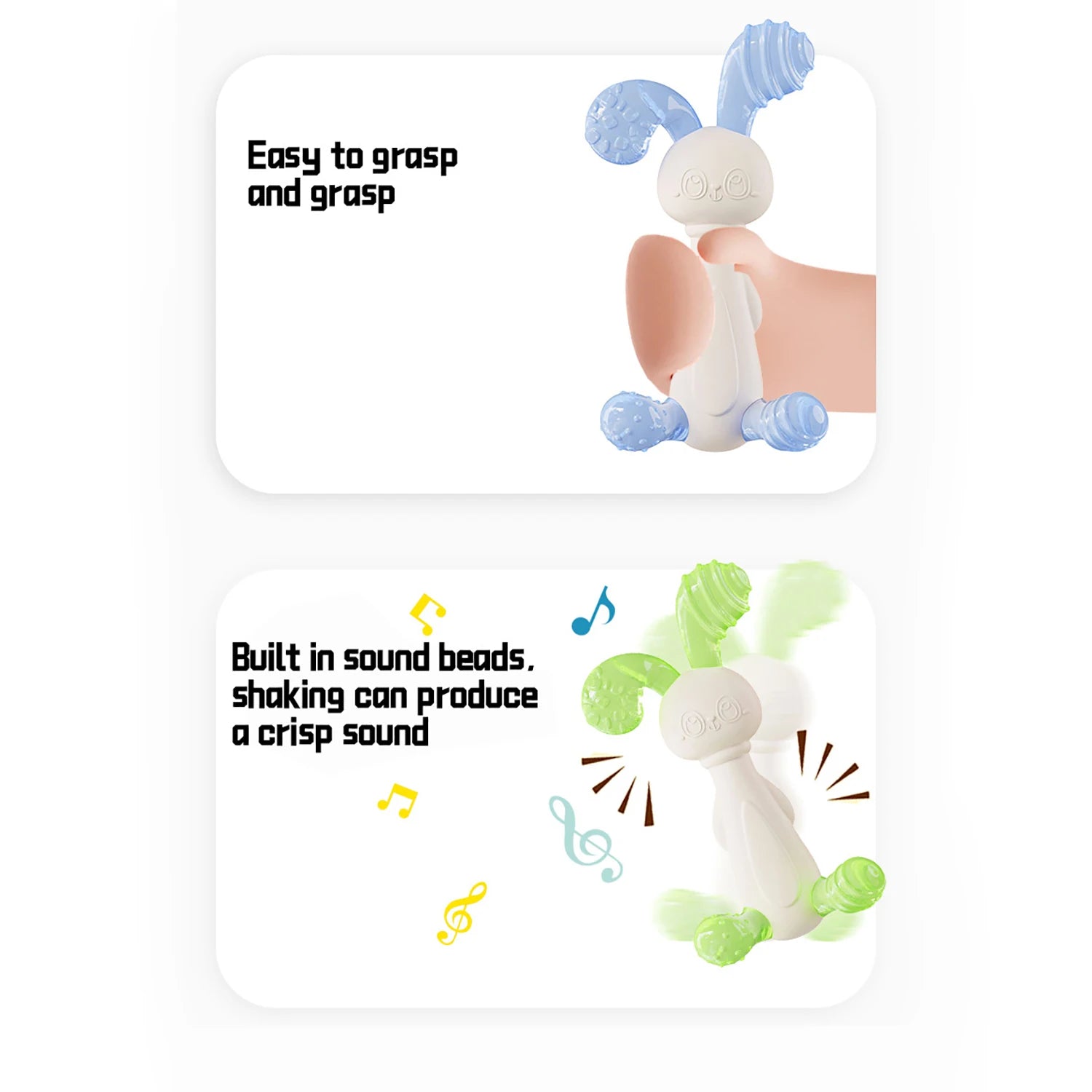 Anneau de Dentition Lapin Silicone – Jouet Bébé Anti-Main à Mâcher (0 à 12 Mois)